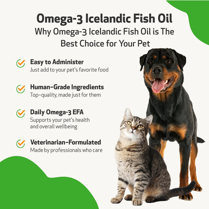 Pet Wellbeing - Omega-3 Daily Wellness - for Skin, Joint, Brain, and Heart Health  (8 oz / 236ml)