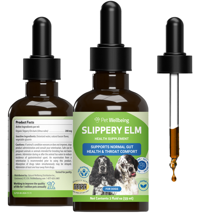 [ NEW! ] Pet Wellbeing Slippery Elm (2oz) - for Healthy Digestive Tract and Throat Tissue in Dogs