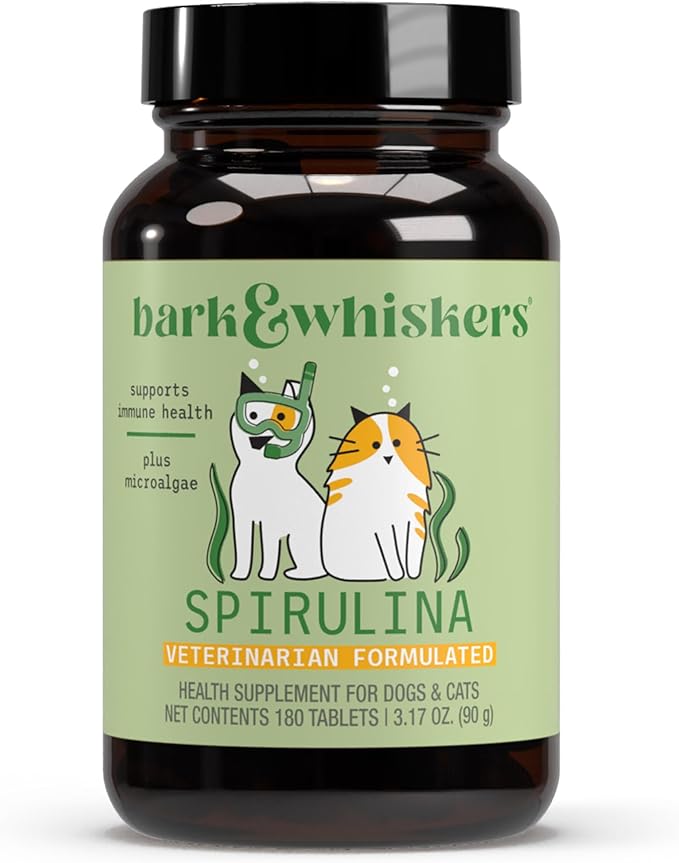 Dr. Mercola SpiruGreen, Bark & Whiskers Spirulina for Cats & Dogs (90g -180 tablets)