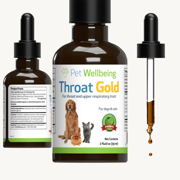 Pet Wellbeing - Throat Gold - Soothes Throat Irritation in Cats & Dogs