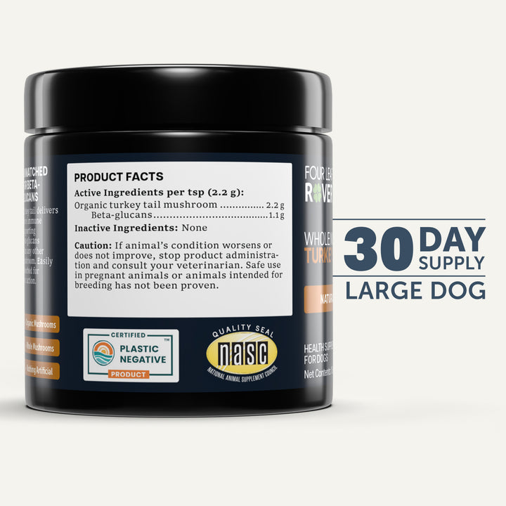 Four Leaf Rover TURKEY TAIL MUSHROOM for Dogs (50g) Whole Mushroom