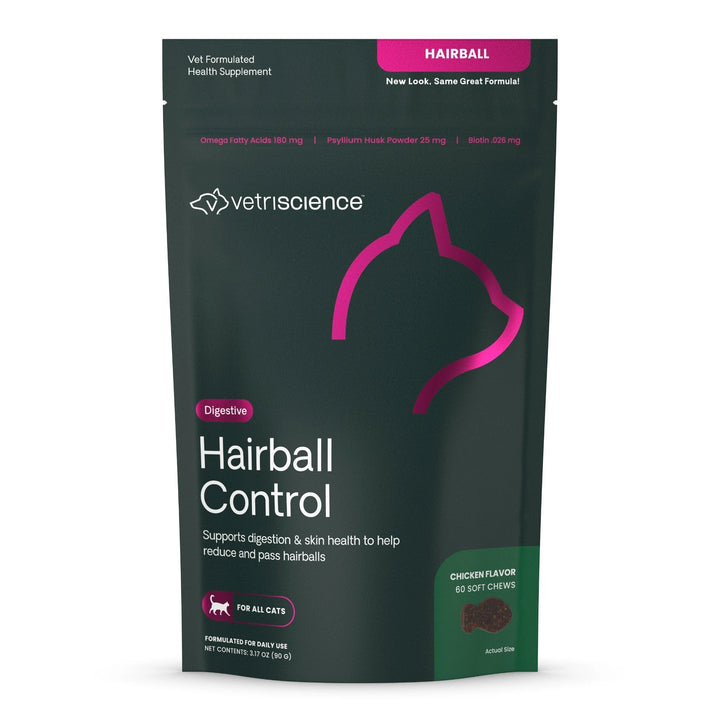 [NEW LOOK!] VetriScience Hairball Control Supplement for Cats (60 chews)