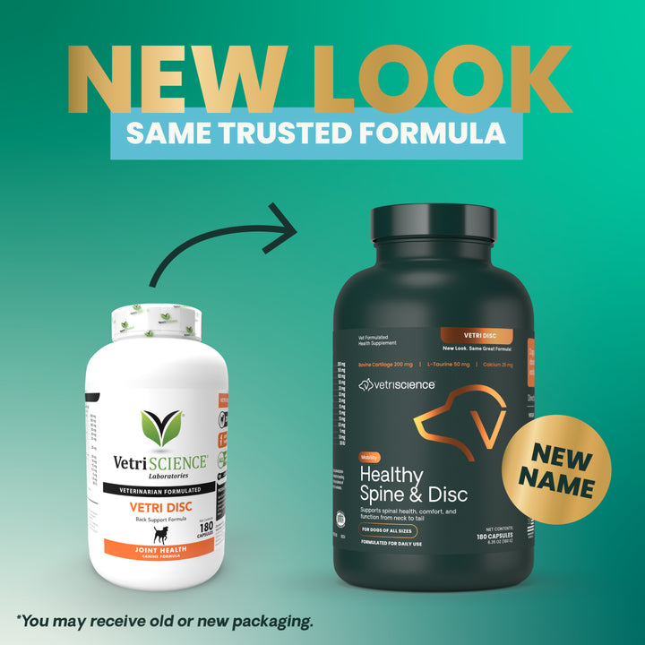 [NEW LOOK!] VetriScience Healthy Spine & Disc, formally known as Vetri Disc Spinal Support Supplement for Dogs (180 capsules)