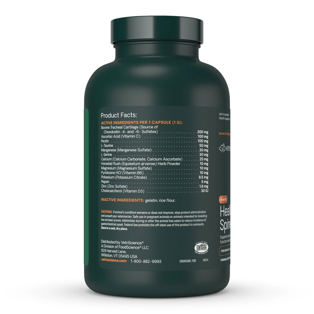 [NEW LOOK!] VetriScience Healthy Spine & Disc, formally known as Vetri Disc Spinal Support Supplement for Dogs (180 capsules)