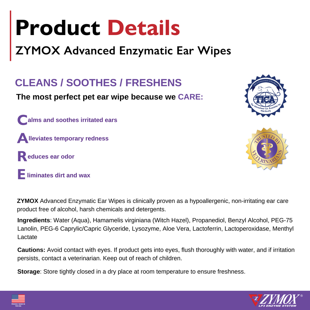 ZYMOX® Advanced Enzymatic Ear Wipes (100 pcs)