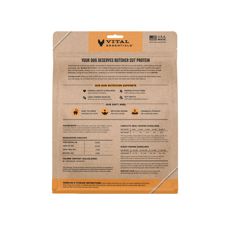 [NEW!] Vital Essentials® Freeze-Dried Raw Pork Entree Dog Food Soft Nibs 14oz