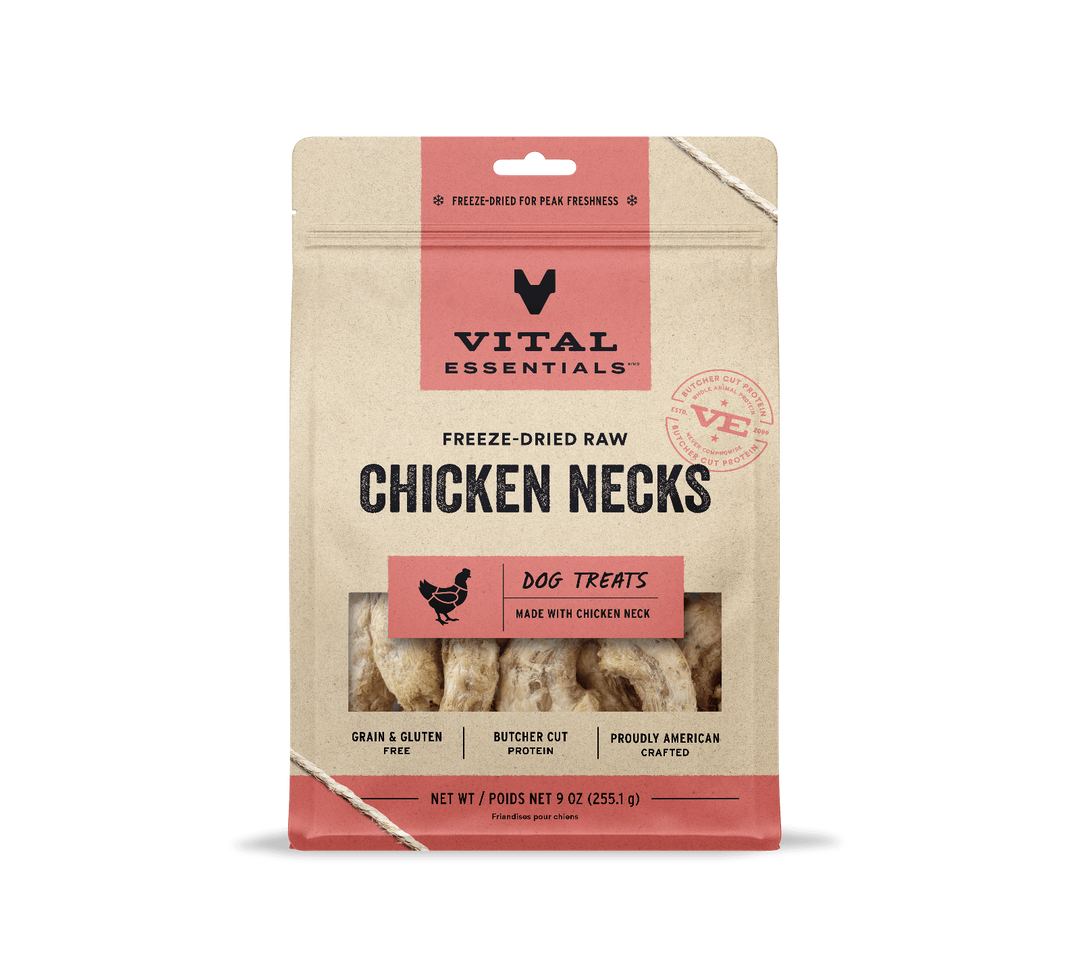 Vital Essentials® Freeze-Dried Raw Chicken Necks Dog Treats, 9 oz