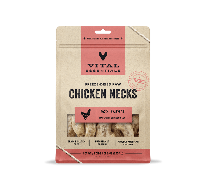 Vital Essentials® Freeze-Dried Raw Chicken Necks Dog Treats, 9 oz