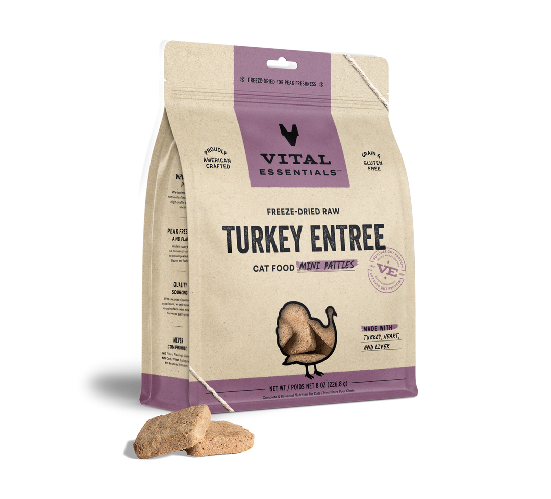 Vital Essentials® Freeze-Dried Raw Turkey Entree Cat Food Mini Patties, 8 oz