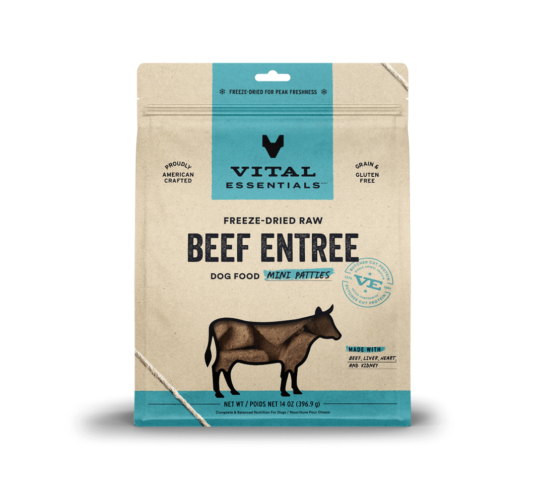 Vital Essentials® Freeze-Dried Raw Beef Entree Dog Food Mini Patties, 14oz