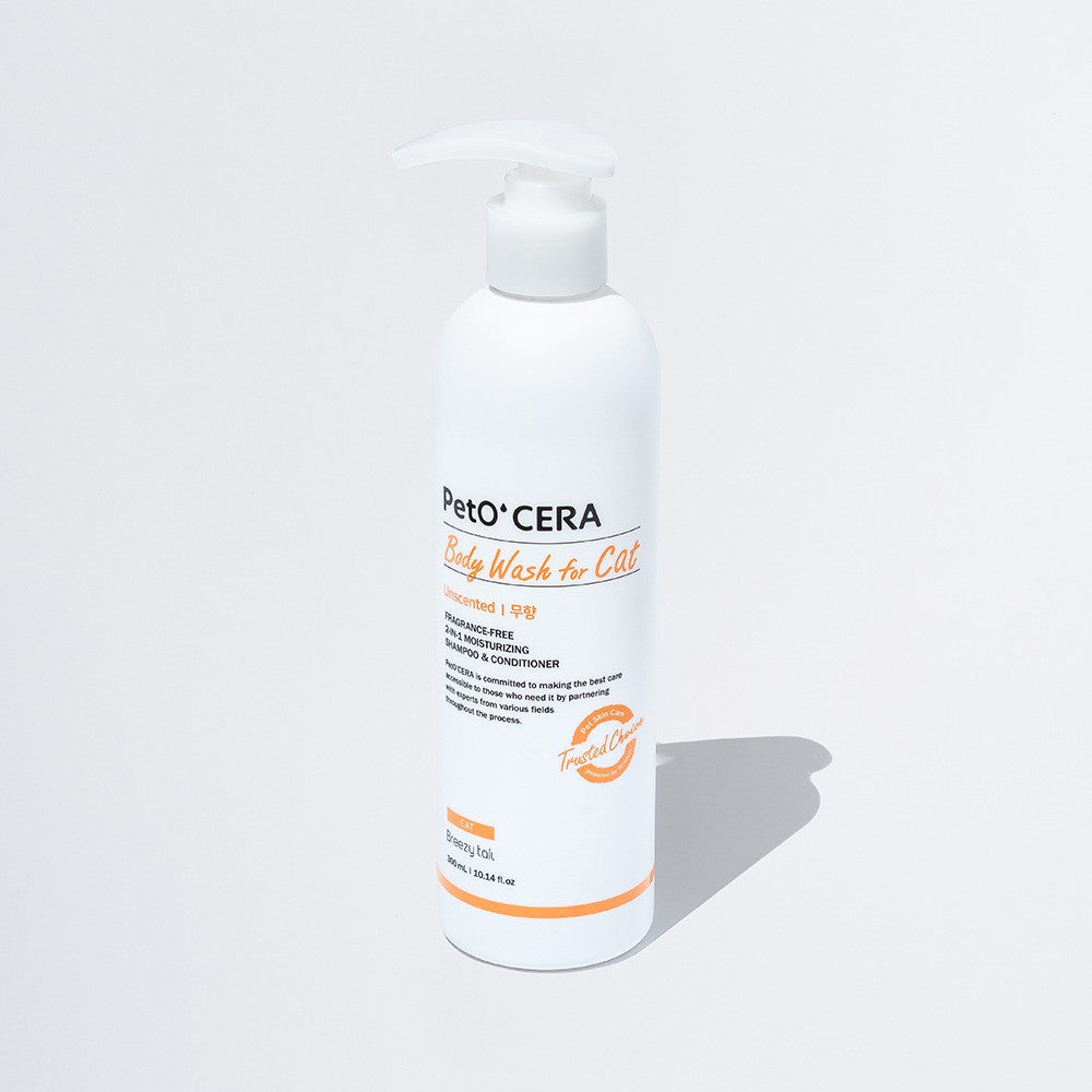 PetOCERA Body Wash for Cat Unscented 300ml - Fragrance-free, hypoallergenic all-in-one shampoo for sensitive cats