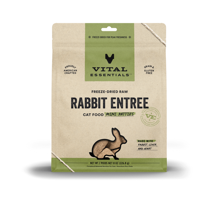 Vital Essentials® Freeze-Dried Raw Rabbit Entree Cat Food Mini Patties, 8 oz