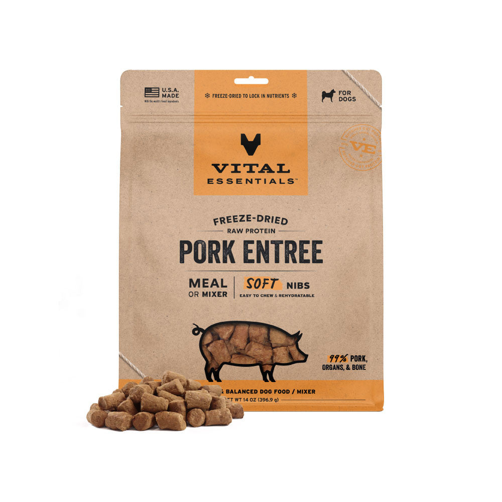 [NEW!] Vital Essentials® Freeze-Dried Raw Pork Entree Dog Food Soft Nibs 14oz