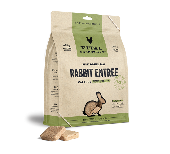 Vital Essentials® Freeze-Dried Raw Rabbit Entree Cat Food Mini Patties, 8 oz