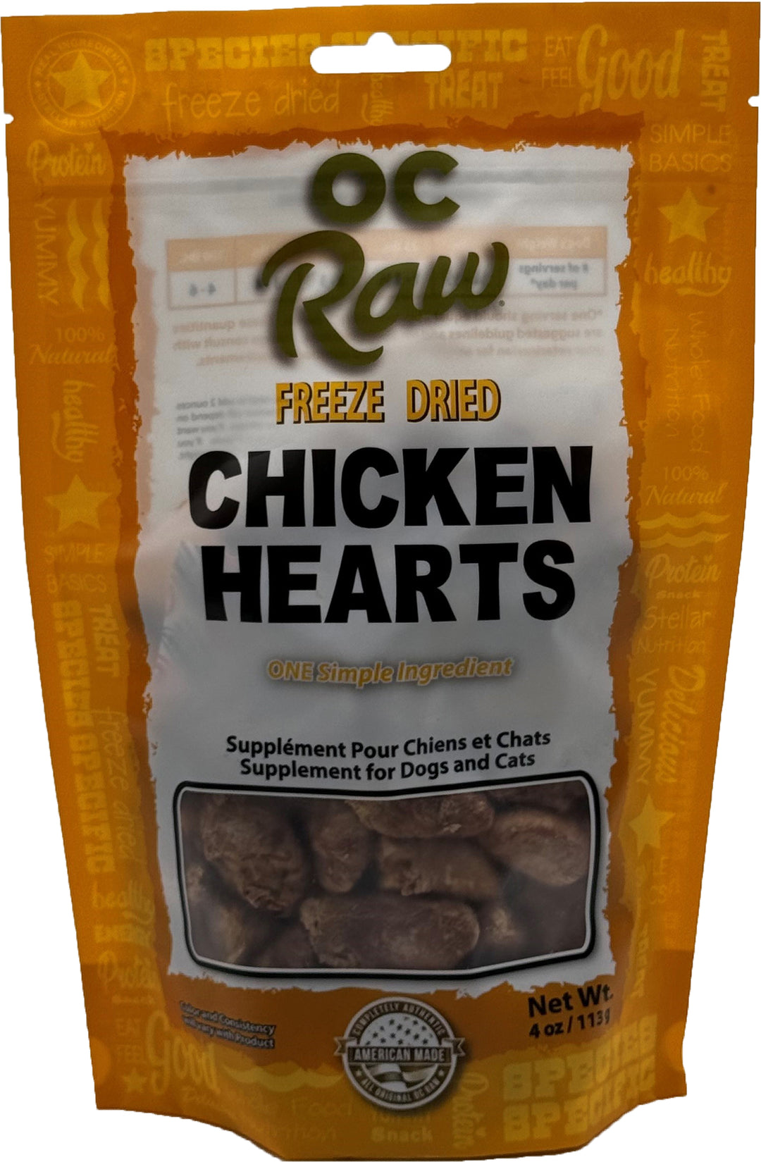 OC Raw - Freeze Dried Raw Treat - Chicken Hearts (4 oz - 113g)