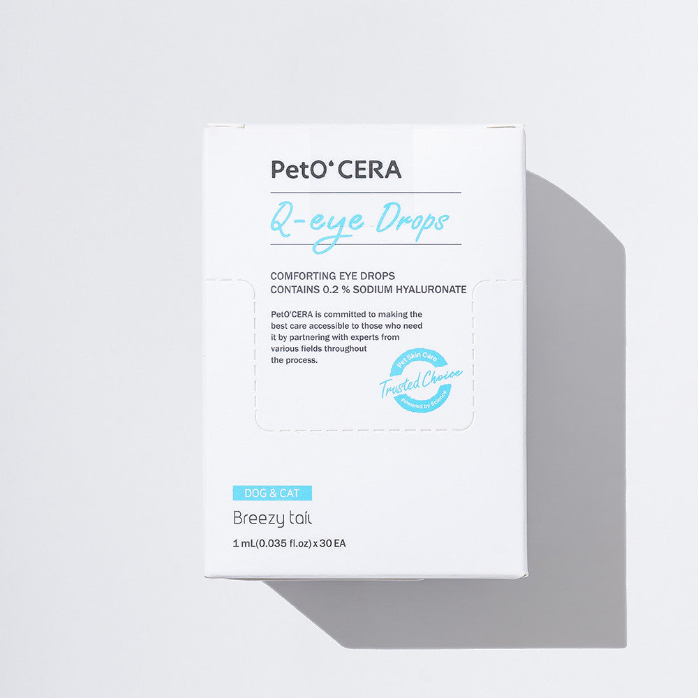 PetO CERA Q-Eye Drops 1ml x 30 - Sterile hydrating eye drops with tear-like pH for dogs