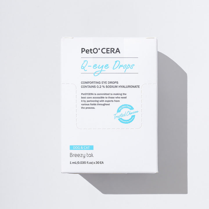 PetO CERA Q-Eye Drops 1ml x 30 - Sterile hydrating eye drops with tear-like pH for dogs