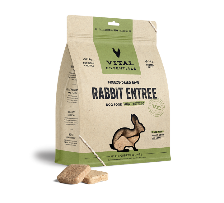 Vital Essentials® Freeze-Dried Raw Rabbit Entree Dog Food Mini Patties, 14oz