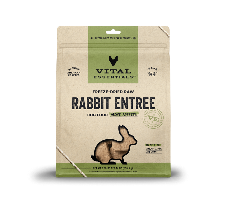 Vital Essentials® Freeze-Dried Raw Rabbit Entree Dog Food Mini Patties, 14oz