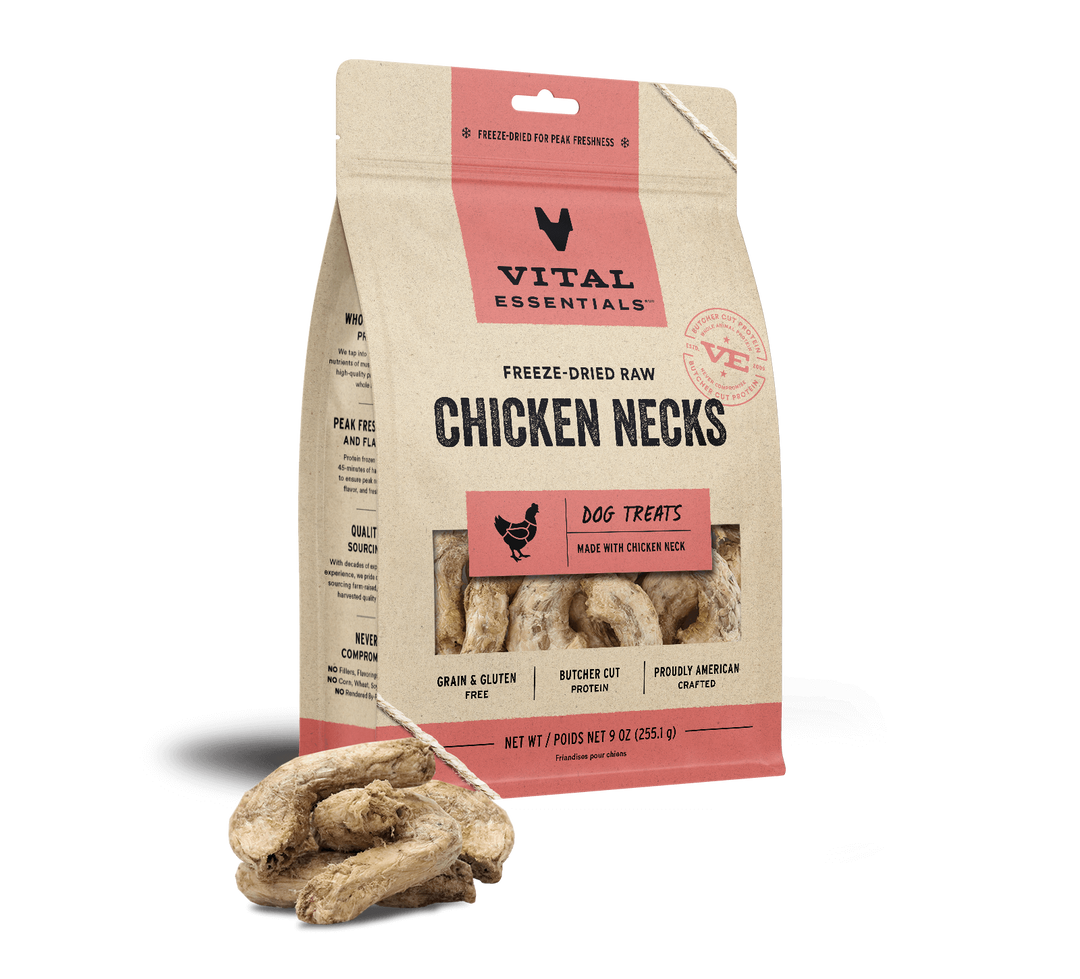 Vital Essentials® Freeze-Dried Raw Chicken Necks Dog Treats, 9 oz