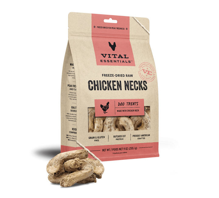 Vital Essentials® Freeze-Dried Raw Chicken Necks Dog Treats, 9 oz