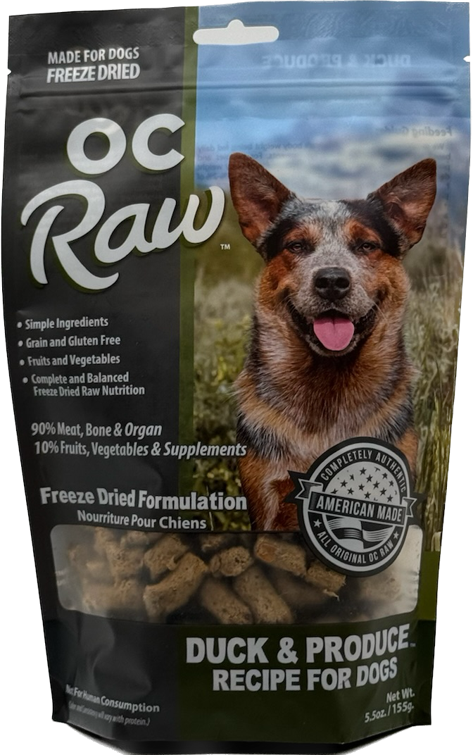 OC Raw - Freeze Dried Raw - Duck & Produce Meaty Rox (5.5oz - 155g)