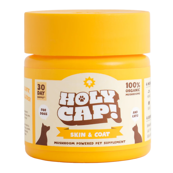 Holy Cap!  Mushroom Powdered Supplement - Skin & Coat for Cats & Dogs (60g)