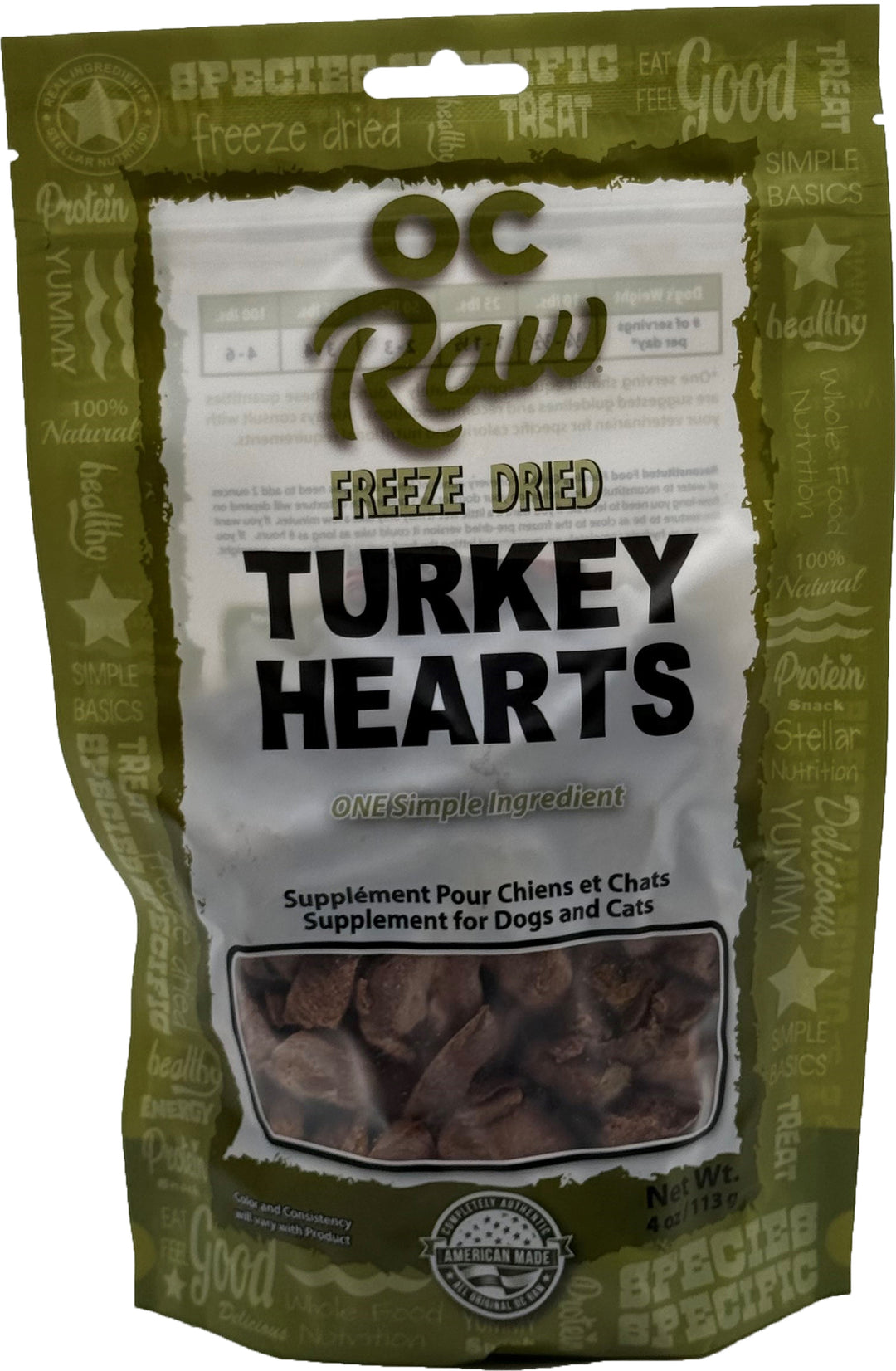 OC Raw - Freeze Dried Raw Treat - Turkey Hearts (4 oz - 113g)