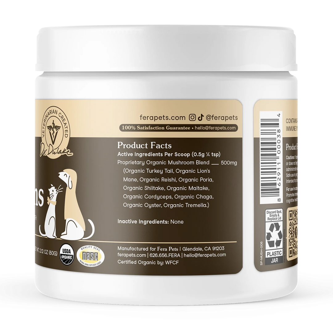 Fera Pets USDA Organic Mushroom Blend for Immune Support (60g)