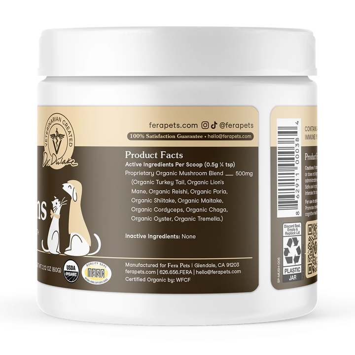Fera Pets USDA Organic Mushroom Blend for Immune Support (60g)