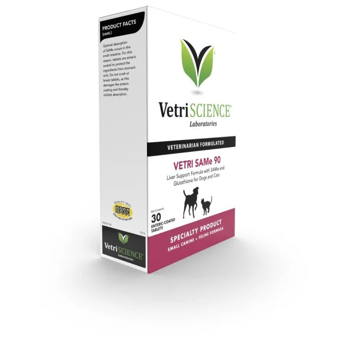 VetriScience® - Vetri SAMe 90 - Liver support with SAMe and Glutathione for Cats & Small Dogs (90mg, 30 tabs/box)