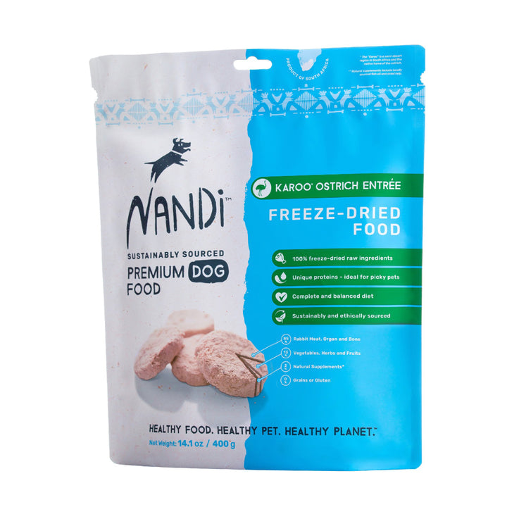 [2 for $80] Nandi - Freeze Dried Raw - Karoo Ostrich Entrée (14.1 oz - 400g)