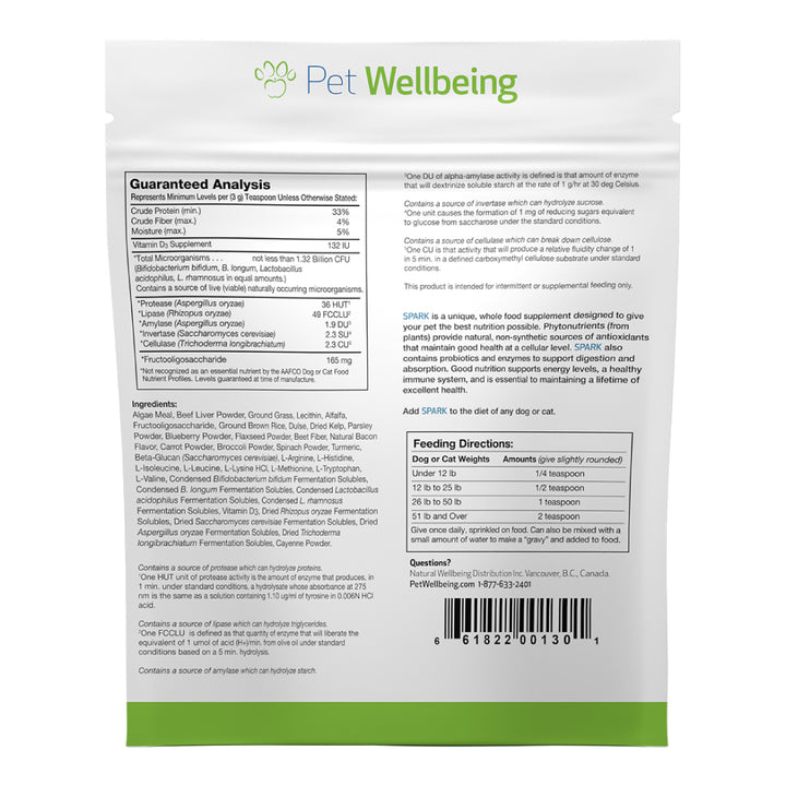 Pet Wellbeing - Spark - Daily Nutritional Greens Supplement (100g)