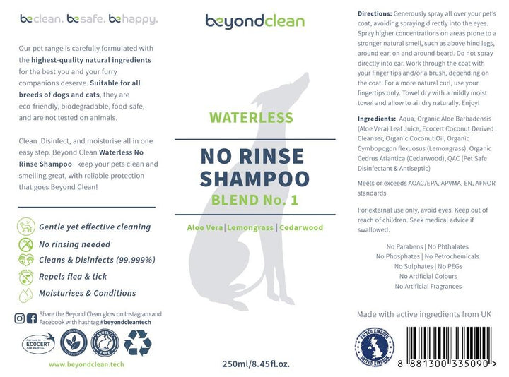Waterless+No+Rinse+Shampoo+-+Blend+No.+1+Spray+250ml+Label