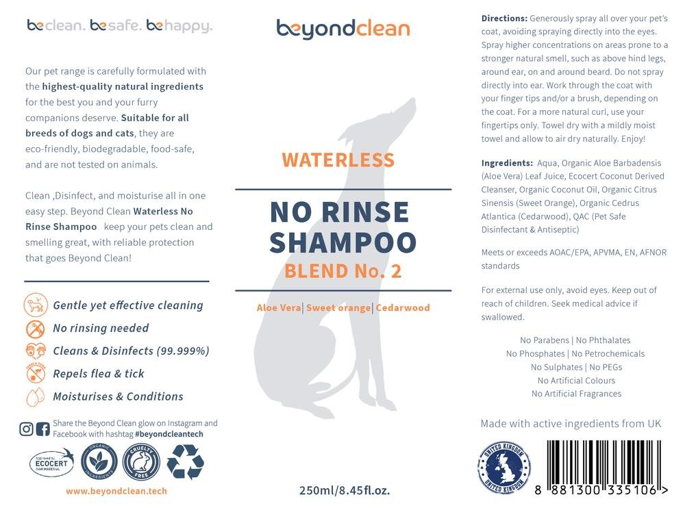 Waterless+No+Rinse+Shampoo+-+Blend+No.+2+Spray+250ml+Label